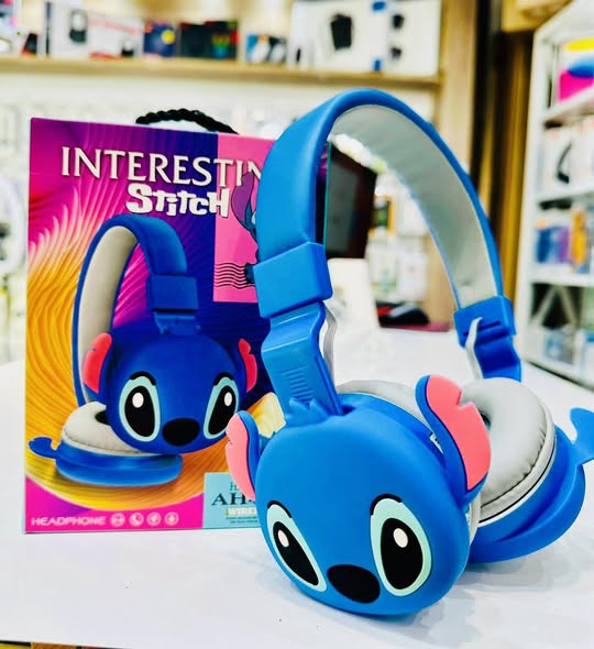 سماعة Stitch لاسلكية للأطفال – لونين (أزرق / وردي) 🎧💙💗