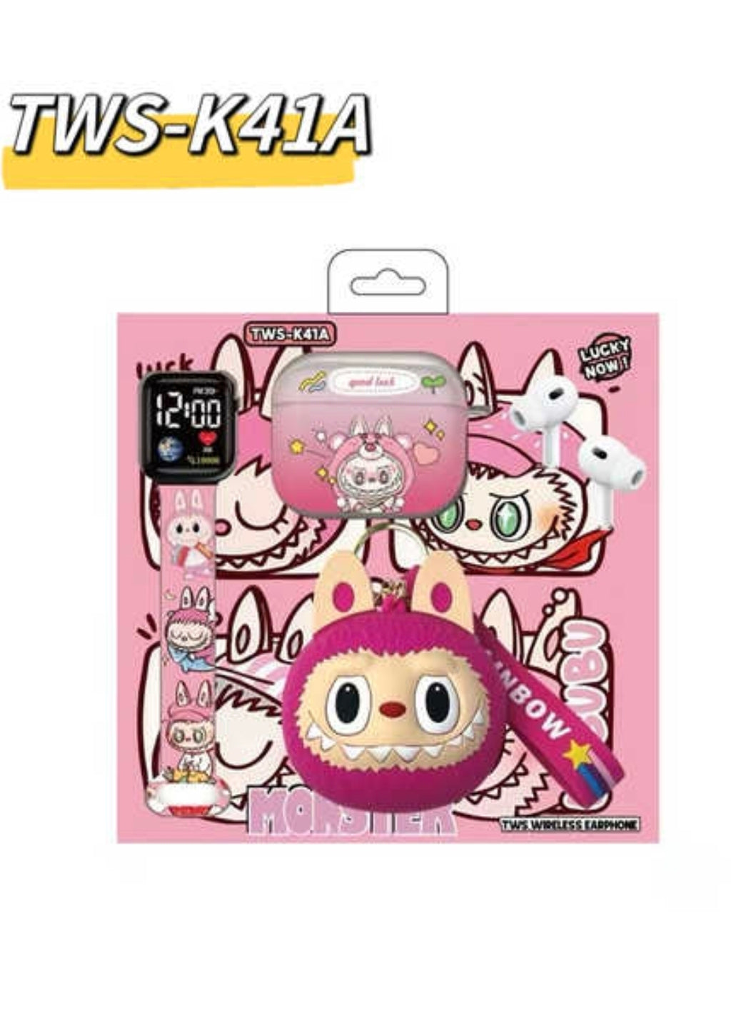 . سماعات لاسلكية Labubu مع علبة شحن كيوت وشخصية لطيفة 💕