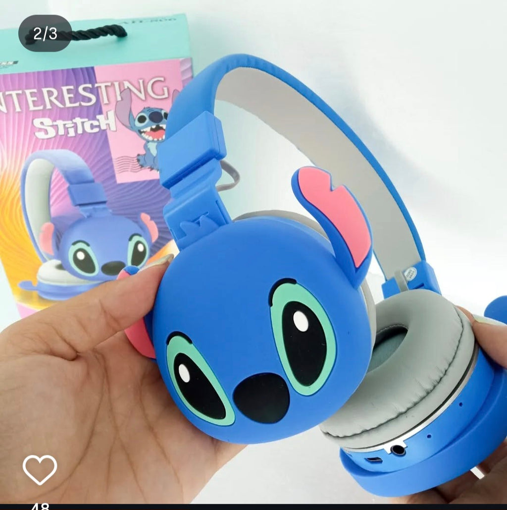 سماعة Stitch لاسلكية للأطفال – لونين (أزرق / وردي) 🎧💙💗