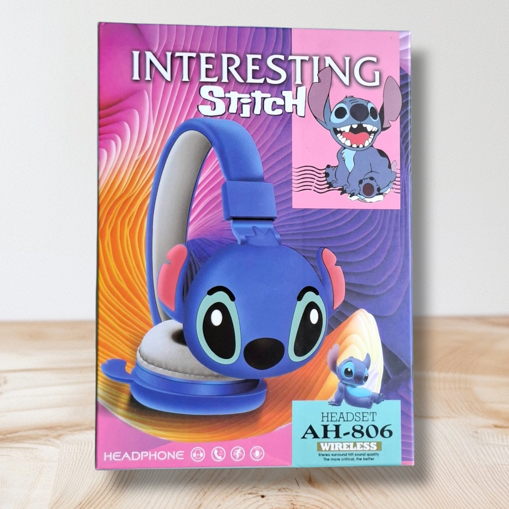 سماعة Stitch لاسلكية للأطفال – لونين (أزرق / وردي) 🎧💙💗