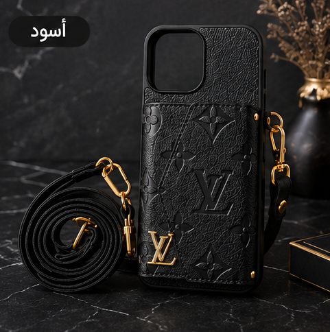 حافظة هاتف بتصميم أنيق، تحتوي على مكان لحفظ البطاقات وحزام كتف طويل قابل للفصل.