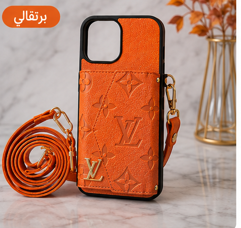 حافظة هاتف بتصميم أنيق، تحتوي على مكان لحفظ البطاقات وحزام كتف طويل قابل للفصل.